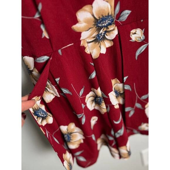 Parisian Floral Print Sleeveless Romper Red Size8 Summer Lightweight Women’s - Picture 4 of 10